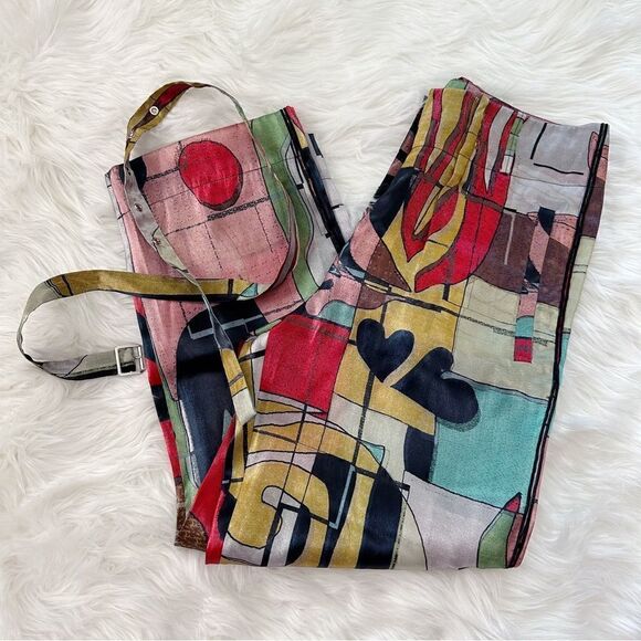 EUC ɢɪᴏʀɢɪᴏ ᴀʀᴍᴀɴɪ ᴍᴜʟʙᴇʀʀʏ ꜱɪʟᴋ ᴘᴏᴘ ᴀʀᴛ ᴄᴏʟᴏʀ ᴛʀᴏᴜꜱᴇʀꜱ - Picture 3 of 17